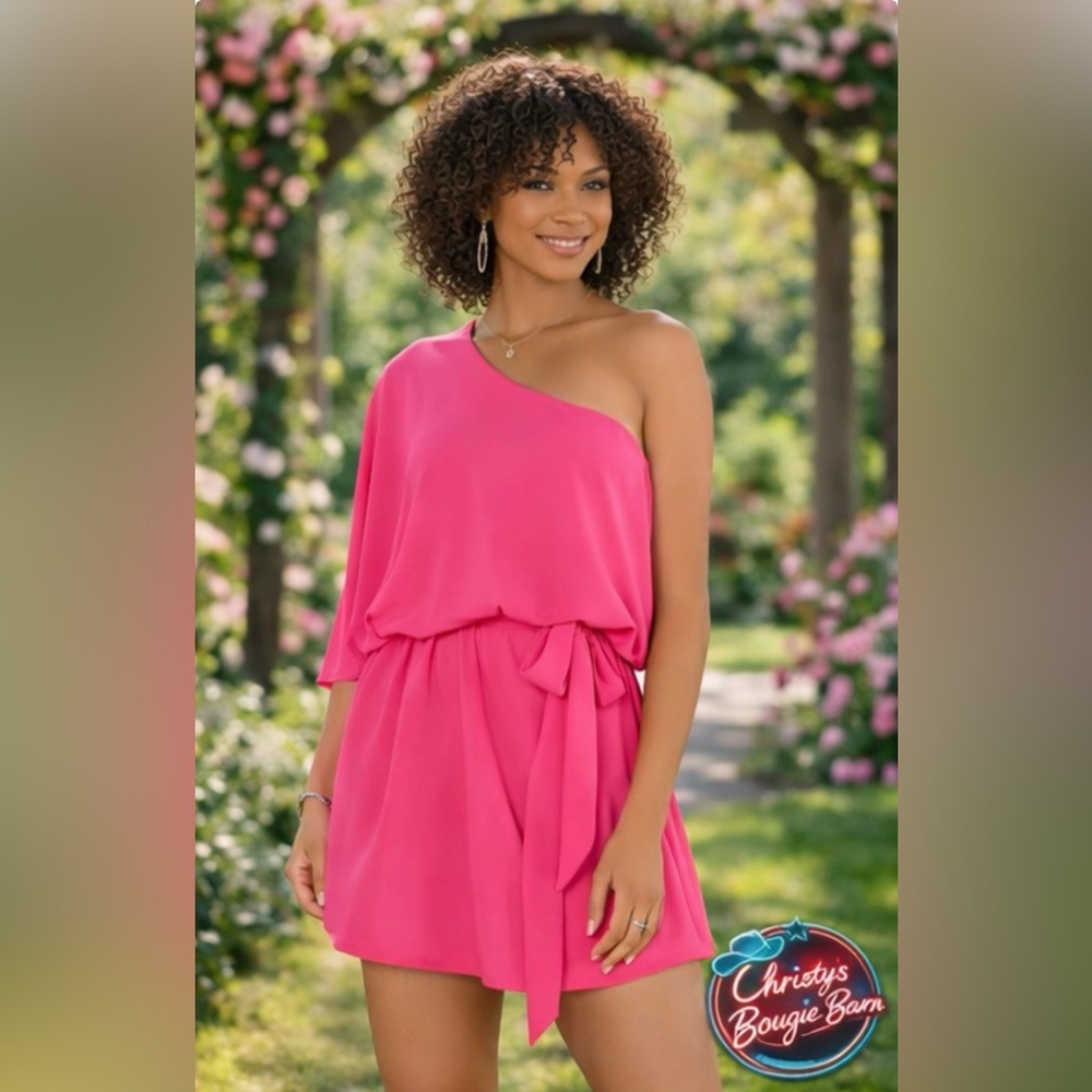 Show Me Your MuMu One-Shoulder Hot Pink Mini Dress